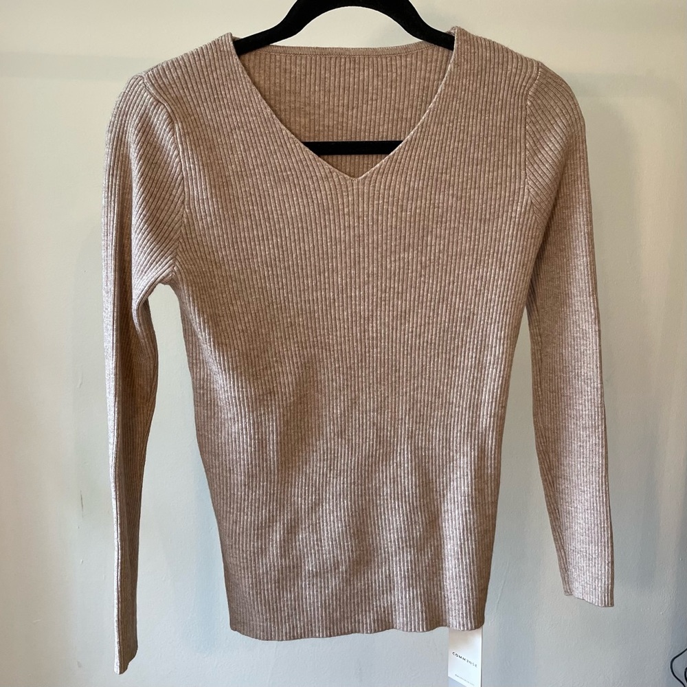 Commence Taupe Ribbed Sweater, size medium - Picture 2 of 4